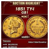 1851 Gold Dollar TY-I $1 ms65+ SEGS
