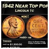 1942 Proof Lincoln Cent Near Top Pop 1c pr66+ rb S