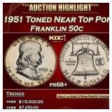 1951 Proof Franklin Half Dollar Toned Near Top Pop