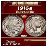 1916-s Buffalo Nickel 5c ms64 SEGS