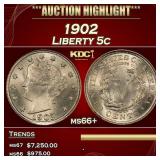 1902 Liberty Nickel 5c ms66+ SEGS