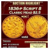 1836-p Script 8 Classic Head Gold Quarter Eagle $2