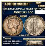 1944-s Mercury Dime Colorfully Toned TOP POP! 10c