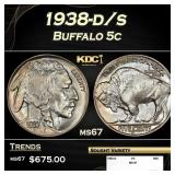 1938-d/s Buffalo Nickel 5c ms67 SEGS