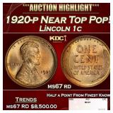 1920-p Lincoln Cent Near Top Pop! 1c ms67 rd SEGS