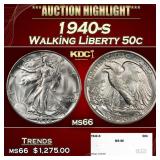 1940-s Walking Liberty Half Dollar 50c ms66 SEGS