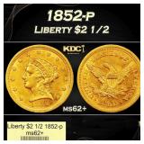 1852-p Gold Liberty Quarter Eagle $2 1/2 ms62+ USC