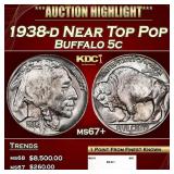 1938-d Buffalo Nickel Near Top Pop 5c ms67+ SEGS