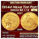 1914-p Gold Indian Quarter Eagle Near Top Pop! $2