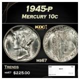 1945-p Mercury Dime 10c ms67 SEGS