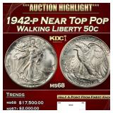 1942-p Walking Liberty Half Dollar Near Top Pop 50