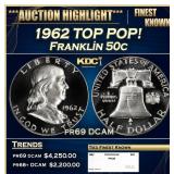 1962 Proof Franklin Half Dollar TOP POP! 50c pr69