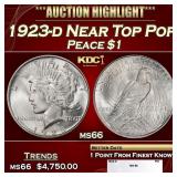 1923-d Peace Dollar Near Top Pop $1 ms66 SEGS