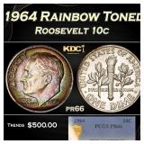 PCGS 1964 Proof Roosevelt Dime Rainbow Toned 10c p