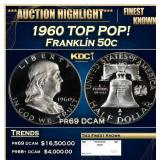 1960 Proof Franklin Half Dollar TOP POP! 50c pr69