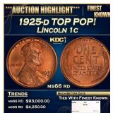 1925-d Lincoln Cent TOP POP! 1c ms66 rd SEGS