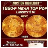 1880-p Gold Liberty Eagle Near Top Pop $10 ms65 SE