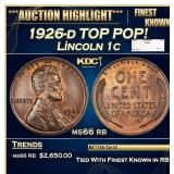 1926-d Lincoln Cent TOP POP! 1c ms66 rb SEGS