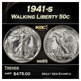 1941-s Walking Liberty Half Dollar 50c Grades ms65