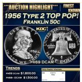 1956 Type 2 Proof Franklin Half Dollar TOP POP! 50