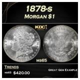 1878-s Morgan Dollar $1 Grades ms65
