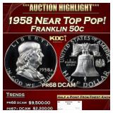 1958 Proof Franklin Half Dollar Near Top Pop! 50c