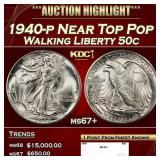 1940-p Walking Liberty Half Dollar Near Top Pop 50