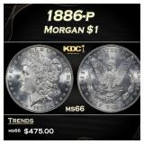 1886-p Morgan Dollar $1 Grades ms66