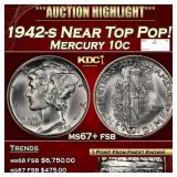 1942-s Mercury Dime Near Top Pop! 10c ms67+ fsb SE