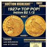 1927-p Gold Indian Quarter Eagle TOP POP! $2 1/2 m