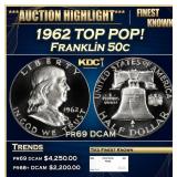 1962 Proof Franklin Half Dollar TOP POP! 50c pr69