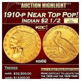 1910-p Gold Indian Quarter Eagle Near Top Pop! $2