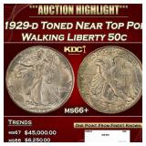 1929-d Walking Liberty Half Dollar Toned Near Top