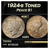 1924-s Peace Dollar Toned $1 Grades ms63