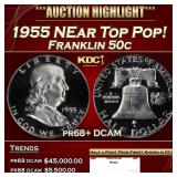 1955 Proof Franklin Half Dollar NEar Top Pop! 50c