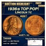 1936-s Lincoln Cent TOP POP! 1c ms67+ rd SEGS