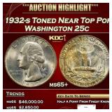 1932-s Washington Quarter Toned Near Top Pop 25c m