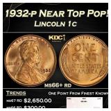 1932-p Lincoln Cent Near Top Pop! 1c ms66+ rd SEGS