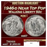1946-d Walking Liberty Half Dollar Near Top Pop 50