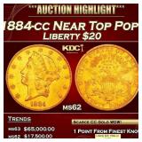 1884-cc Gold Liberty Double Eagle Near Top Pop! $2