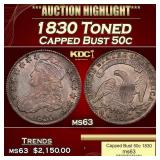 1830 Capped Bust Half Dollar Toned 50c ms63 USCG