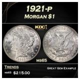1921-p Morgan Dollar $1 Grades ms65