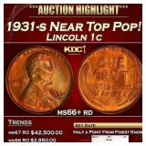 1931-s Lincoln Cent Near Top Pop! 1c ms66+ rd SEGS