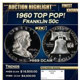 1960 Proof Franklin Half Dollar TOP POP! 50c pr69