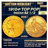 1910-p Gold Indian Quarter Eagle TOP POP! $2 1/2 m