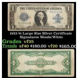 1923 $1 large size Silver Certificate Grades vf++
