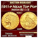 1911-p Gold Indian Quarter Eagle Near Top Pop! $2