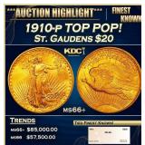 1910-p Gold St. Gaudens Double Eagle TOP POP! $20