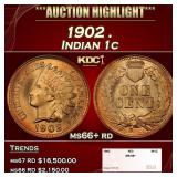1902 Indian Cent . 1c ms66+ rd SEGS