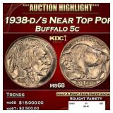 1938-d/s Buffalo Nickel Near Top Pop 5c ms68 SEGS
